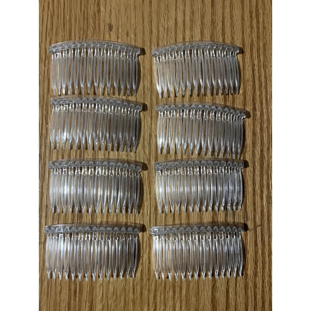 Clear Vintage Hair Comb Lot Of 8‎ Side Comb Made In Korea Transparent Combs